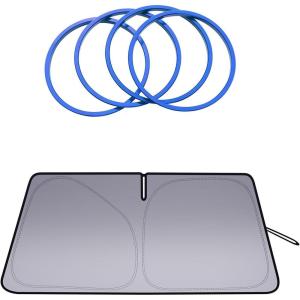 imageJDMCAR Windshield Sun Shade and Premium Aluminum Alloy AC Vent Ring Outer Trim Decoration Covers 4 pcs Set Blue Compatible with Toyota Tacoma Accessories 20162022 2023