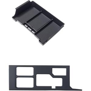 imageJDMCAR Central Control Gear Shift Panel Trim Cover and HalfSized Center Console Organizer Tray Compatible with 2022 2023 2024 2025 Toyota TundraSequoia Accessories