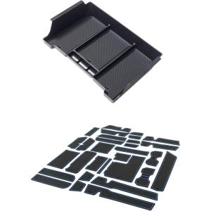 imageJDMCAR Liner Accessories Blue Trim and HalfSized Center Console Organizer Tray Compatible with 2022 2023 2024 2025 Toyota Tundra