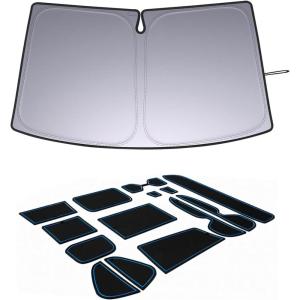 imageJDMCAR Liner Accessories Blue Trim and Upgrade Front Windshield Sun Shade Compatible with Toyota RAV4 Accessories 20192024