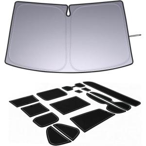 imageJDMCAR Liner Accessories Gray Trim and Upgrade Front Windshield Sun Shade Compatible with Toyota RAV4 Accessories 20192024