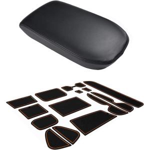 imageJDMCAR Liner Accessories OrangeTrim and Center Console Cover Black Compatible with Toyota RAV4 Accessories 2023 2022 2021 2020 2019