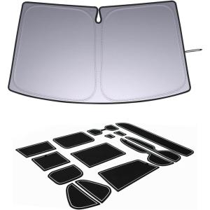 imageJDMCAR Liner Accessories White Trim and Upgrade Front Windshield Sun Shade Compatible with Toyota RAV4 Accessories 20192024