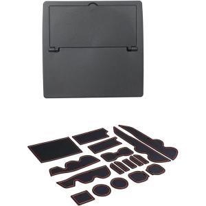 imageJDMCAR OneTouch Hidden Storage Box and Premium Cup Holder Console and Door Pocket Inserts Kit Double Cab Orange Trim Compatible with 20162023 Toyota Tacoma Accessories