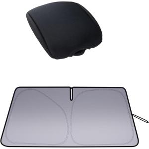 imageJDMCAR Windshield Sun Shade and Center Console Armrest Cover Compatible with Toyota Tacoma Accessories 20162022 2023