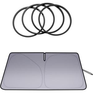 imageJDMCAR Windshield Sun Shade and Premium Aluminum Alloy AC Vent Ring Outer Trim Decoration Covers 4 pcs Set Black Compatible with Toyota Tacoma Accessories 20162022 2023