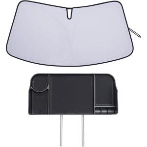 imageJDMCAR Windshield Sunshade and Front Center Seat Headrest Organizer for 20212024 2025 Ford F150 Accessories