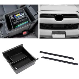 imageJDMCAR Front Center Grille Insert Cover Trim and Center Console Tray Black Trim Compatible with 2023 2022 2021 2020 Toyota 4Runner