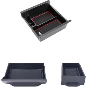 imageJDMCAR Storage Drawer and Center Console Organizer Red Trim Compatible with Toyota 4Runner Accessories 20142022 2023 2024