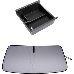 imageJDMCAR Windshield Sun Shade and Center Console Organizer Black Trim Compatible with 20102023 2024 Toyota 4Runner Accessories
