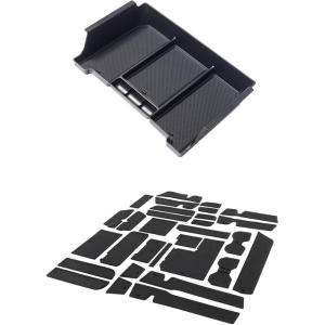 imageJDMCAR Liner Accessories Black Trim and HalfSized Center Console Organizer Tray Compatible with 2022 2023 2024 2025 Toyota Tundra