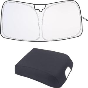 imageJDMCAR Center Console Cover and Foldable Windshield Sunshade Compatible with 2015 2016 2017 2018 2019 2020 Ford F150