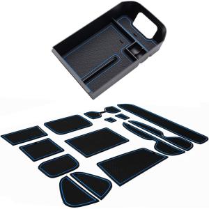 imageJDMCAR Center Console Organizer and Custom Liners Blue Trim Compatible with 2022 2021 2020 2019 RAV4 Accessories