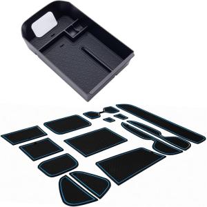 imageJDMCAR Custom Liners Blue Trim and Center Console Organizer Compatible with 2022 2021 2020 2019 RAV4 Accessories