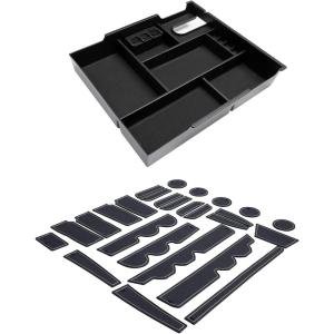 imageJDMCAR Center Console Organizer Full TrayBlack Trim and Liner Accessories Bucket SeatGray Trim Compatible with Toyota Tundra 20142021