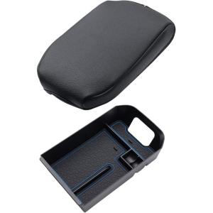 imageJDMCAR Center Console Tray Organizer Blue Trim and Center Console Cushion Compatible with RAV4 2022 2021 2020 2019 Accessories