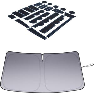 imageJDMCAR Liner Accessories Blue Trim and Windshield Sun Shade Compatible with Toyota Tundra Accessories 20142021