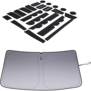 imageJDMCAR Liner Accessories Gray Trim and Windshield Sun Shade Compatible with Toyota Tundra Accessories 20142021