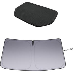 imageJDMCAR Upgraded Dashboard Mat Black Trim and Windshield Sun Shade Compatible with Toyota Tundra Accessories 20142021