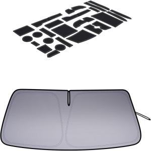 imageJDMCAR Windshield Sun Shade and Liner Accessories Gray Trim Compatible with 20102023 2024 Toyota 4Runner Accessories