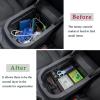 imageJDMCAR Center Console Organizer Red Tray and Rubber Liners Red Trim Compatible with 2019 RAV4