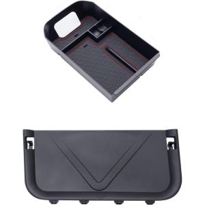 imageJDMCAR Center Console Tray Organizer Red Trim and Rear Cargo Storage Baffle Compatible with Toyota RAV4 Accessories 2025 2024 2023 2022 2021 2020 2019