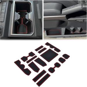 imageJDMCAR Liner Accessories Compatible with 2025 2026 4Runner Accessories Custom NonSlip Anti Dust Cup Holder and Door Pocket Inserts Kit Gray Trim  14 PC SetRed Trim