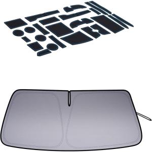 imageJDMCAR Windshield Sun Shade and Liner Accessories Blue Trim Compatible with 20102023 2024 Toyota 4Runner Accessories