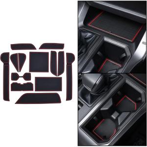 imageJDMCAR Liner Accessories Compatible with 2026 Toyota RAV4 Accessories Custom NonSlip Anti Dust Cup Holder and Door Pocket Inserts Kit Red Trim  13 PC Set