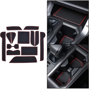 image:imageJDMCAR Liner Accessories Compatible with 2026 Toyota RAV4 Accessories Custom NonSlip Anti Dust Cup Holder and Door Pocket Inserts Kit Black Trim  13 PC SetRed Trim